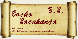 Boško Macakanja vizit kartica